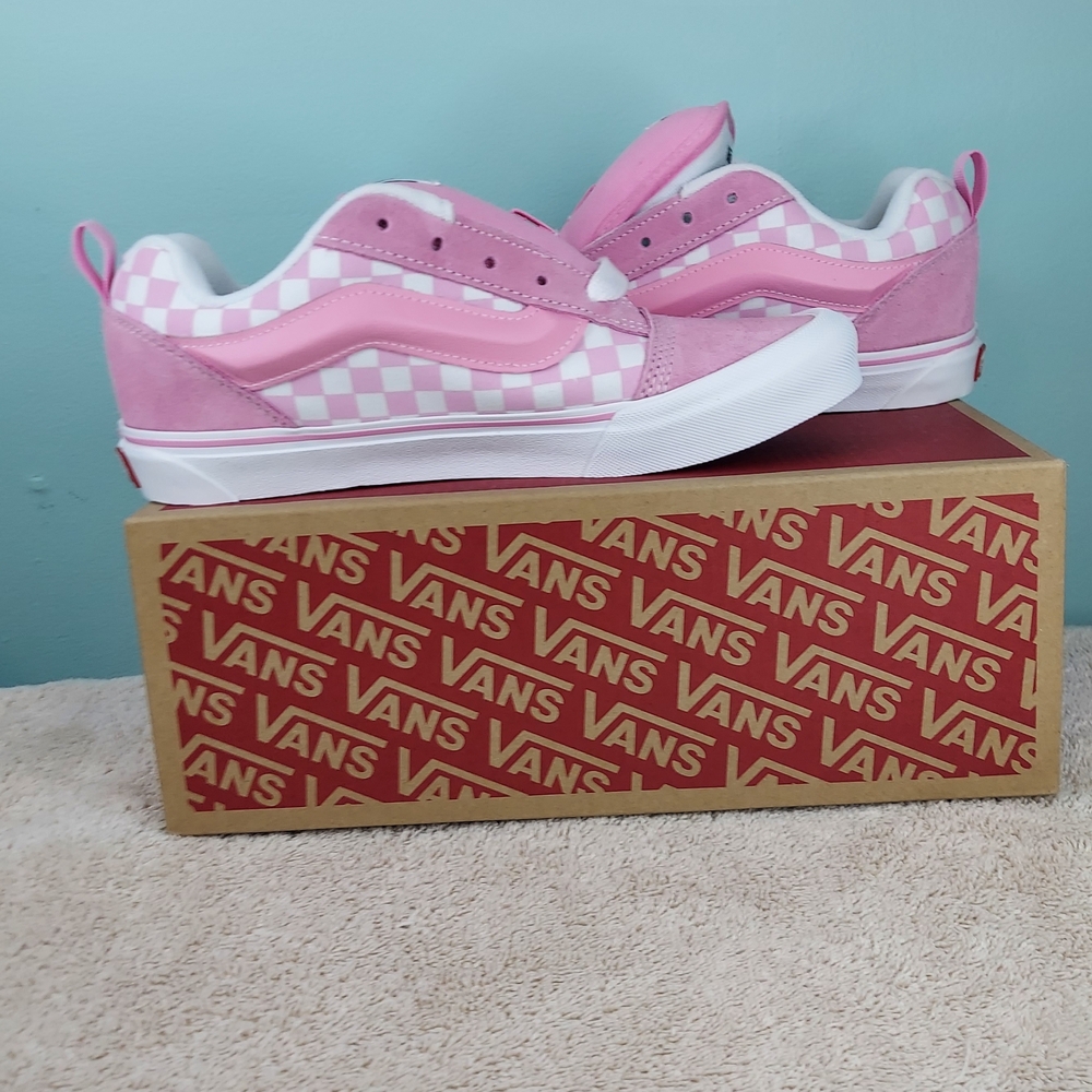 Vans Pink Knu Skool Prism Pink Checkered Womens Sneakers Size 6.5 Juniors Travel - Picture 11 of 16